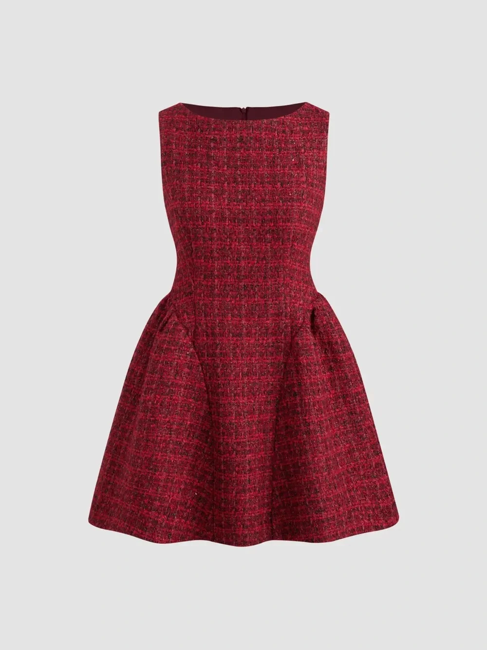 CIDER TWEED BOAT NECK MINI DRESS RED Size XS